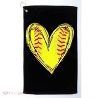 Softball Heart Softball Game Day Softball Mom Lovers Gift Golf Towel thumb 0