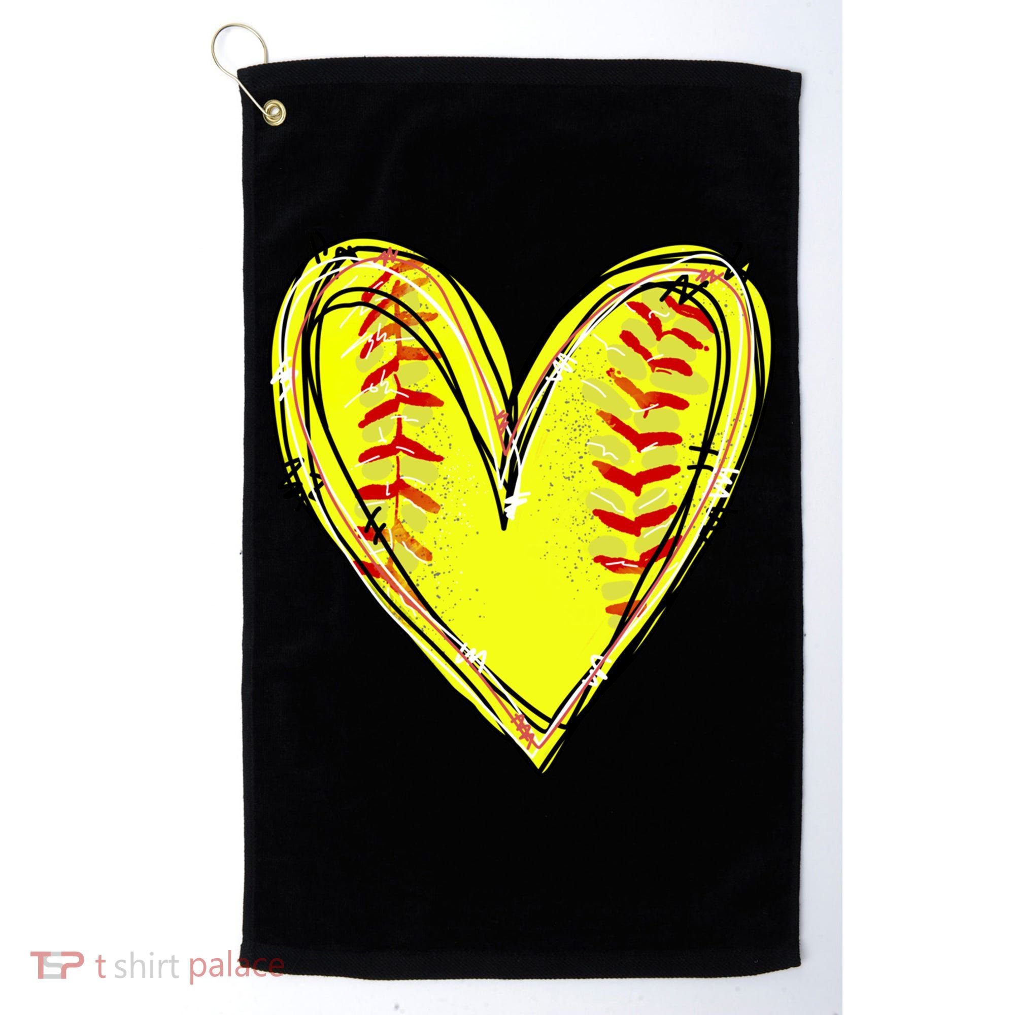 Softball Heart Softball Game Day Softball Mom Lovers Gift Golf Towel