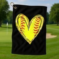 Softball Heart Softball Game Day Softball Mom Lovers Gift Golf Towel thumb 1