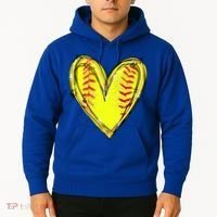 Softball Heart Softball Game Day Softball Mom Lovers Gift Hoodie thumb 2