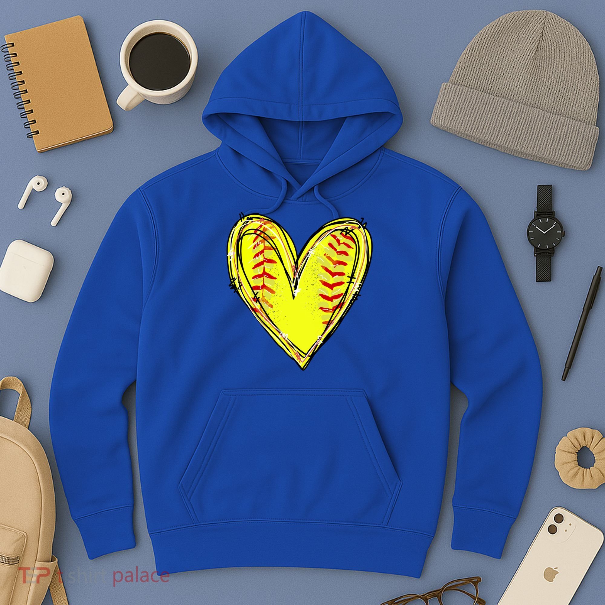 Softball Heart Softball Game Day Softball Mom Lovers Gift Hoodie