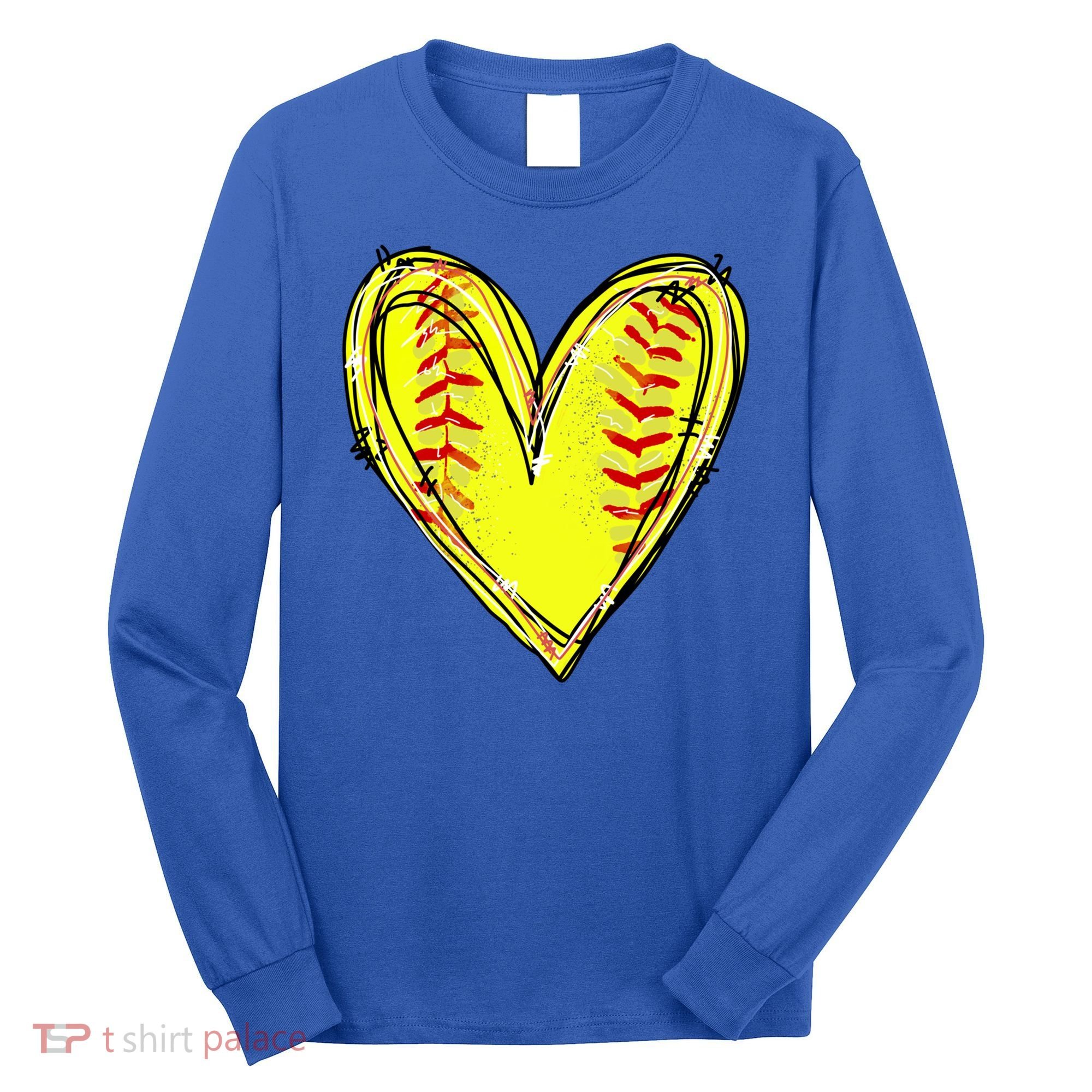 Softball Heart Softball Game Day Softball Mom Lovers Gift Long Sleeve Shirt