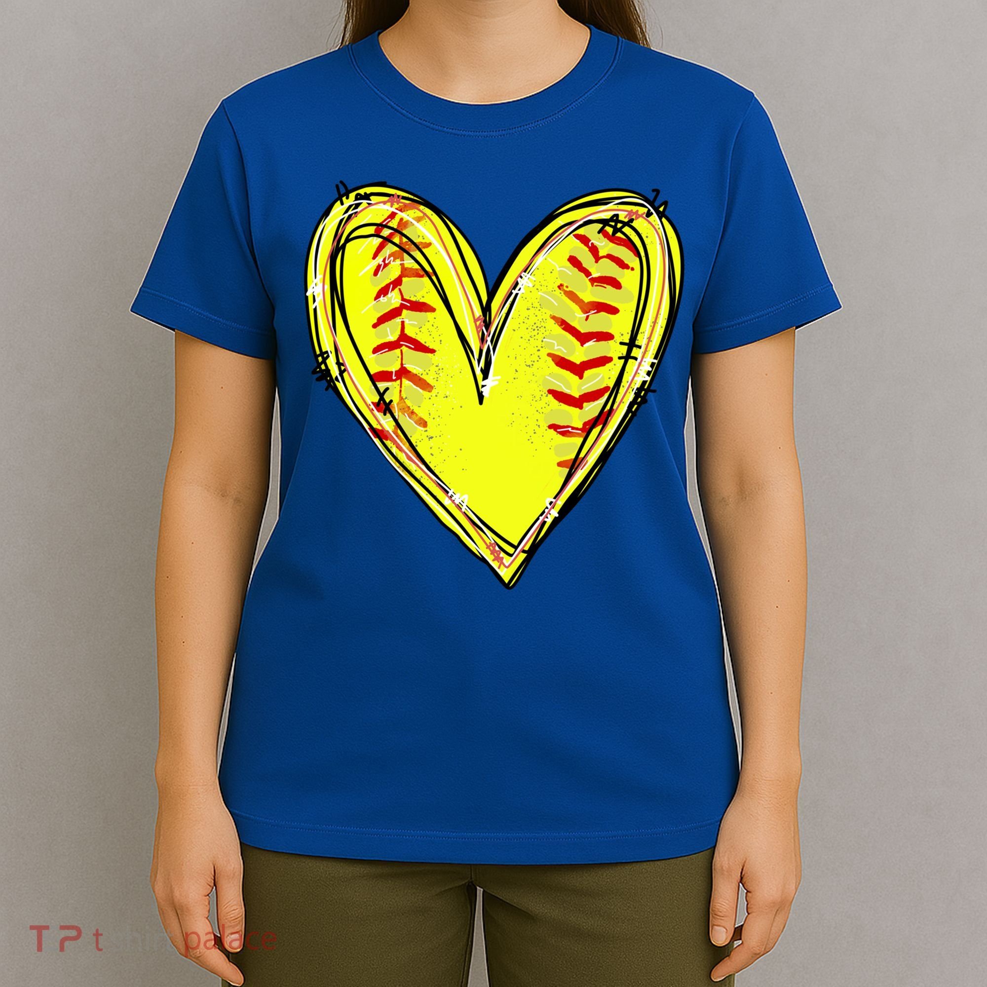 Softball Heart Softball Game Day Softball Mom Lovers Gift T-Shirt