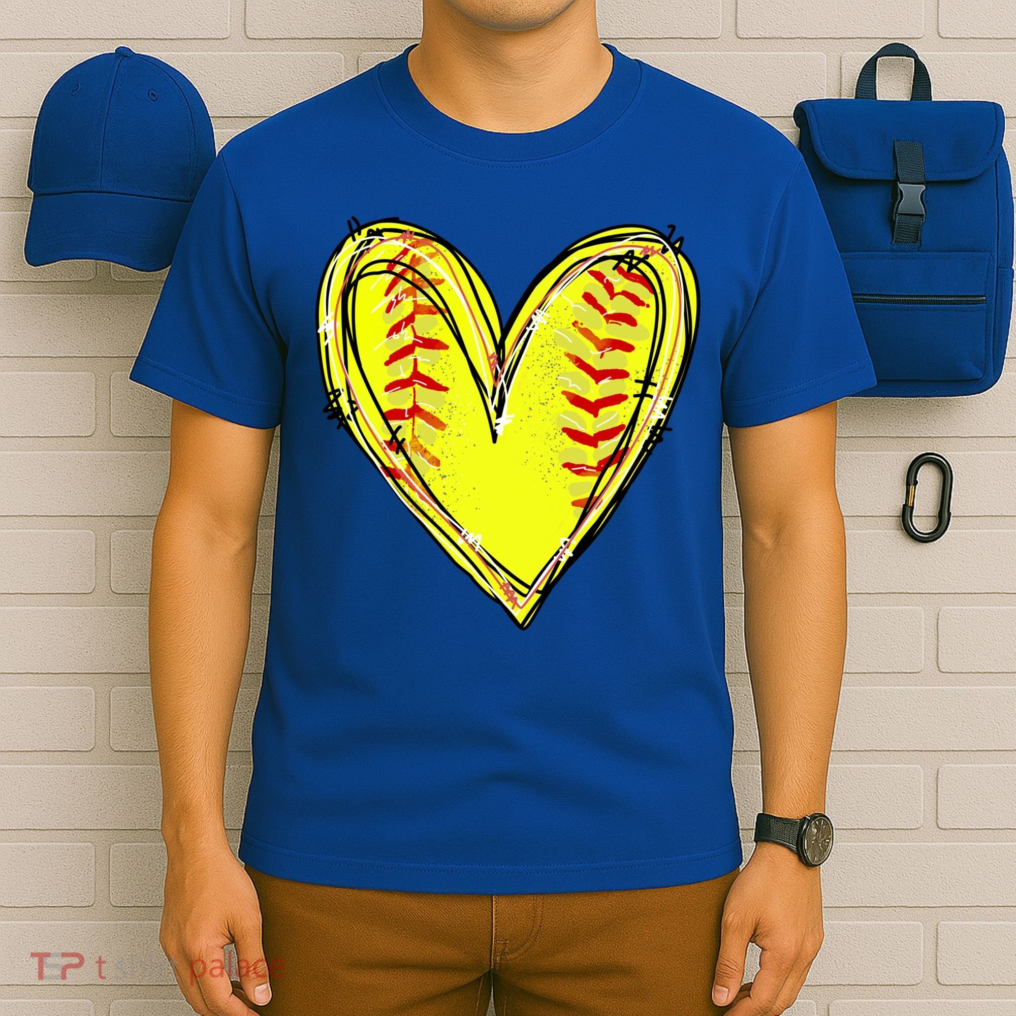 Softball Heart Softball Game Day Softball Mom Lovers Gift T-Shirt