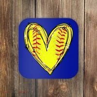 Softball Heart Softball Game Day Softball Mom Lovers Gift Coaster thumb 0