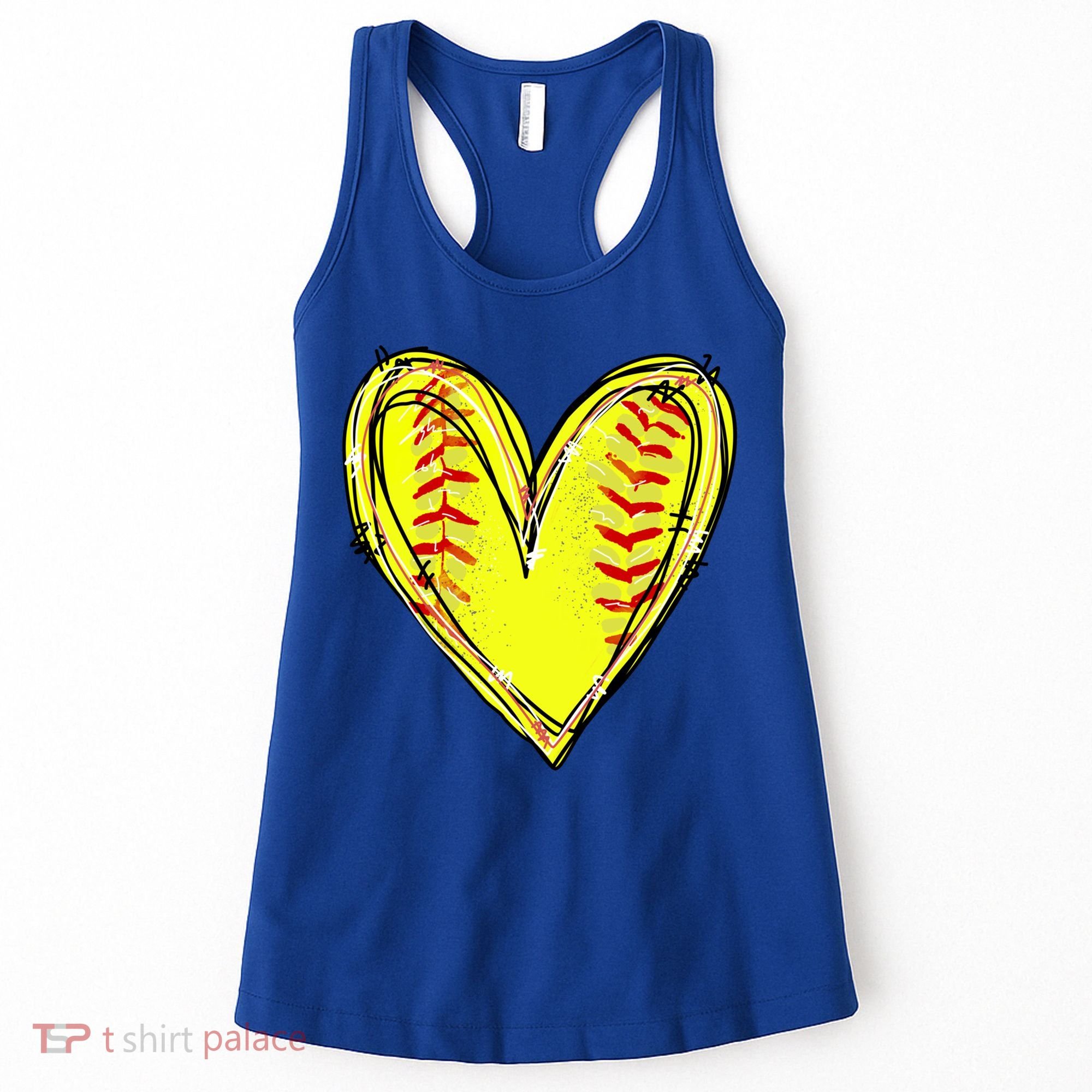 Softball Heart Softball Game Day Softball Mom Lovers Gift Women's Tank Top