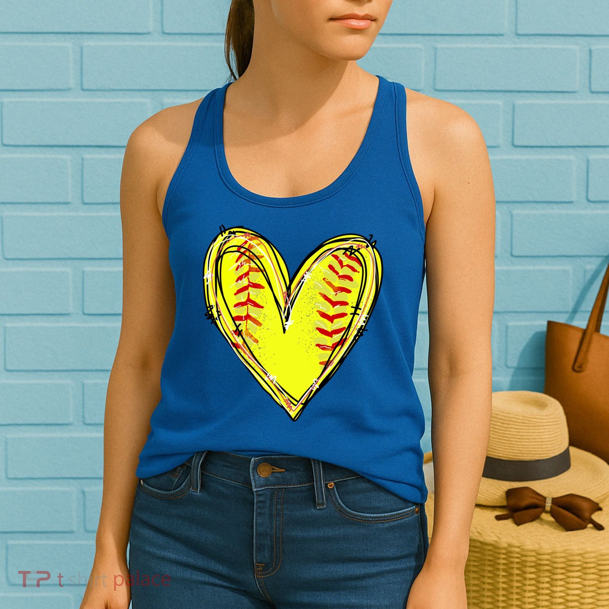 Softball Heart Softball Game Day Softball Mom Lovers Gift Women's Tank Top