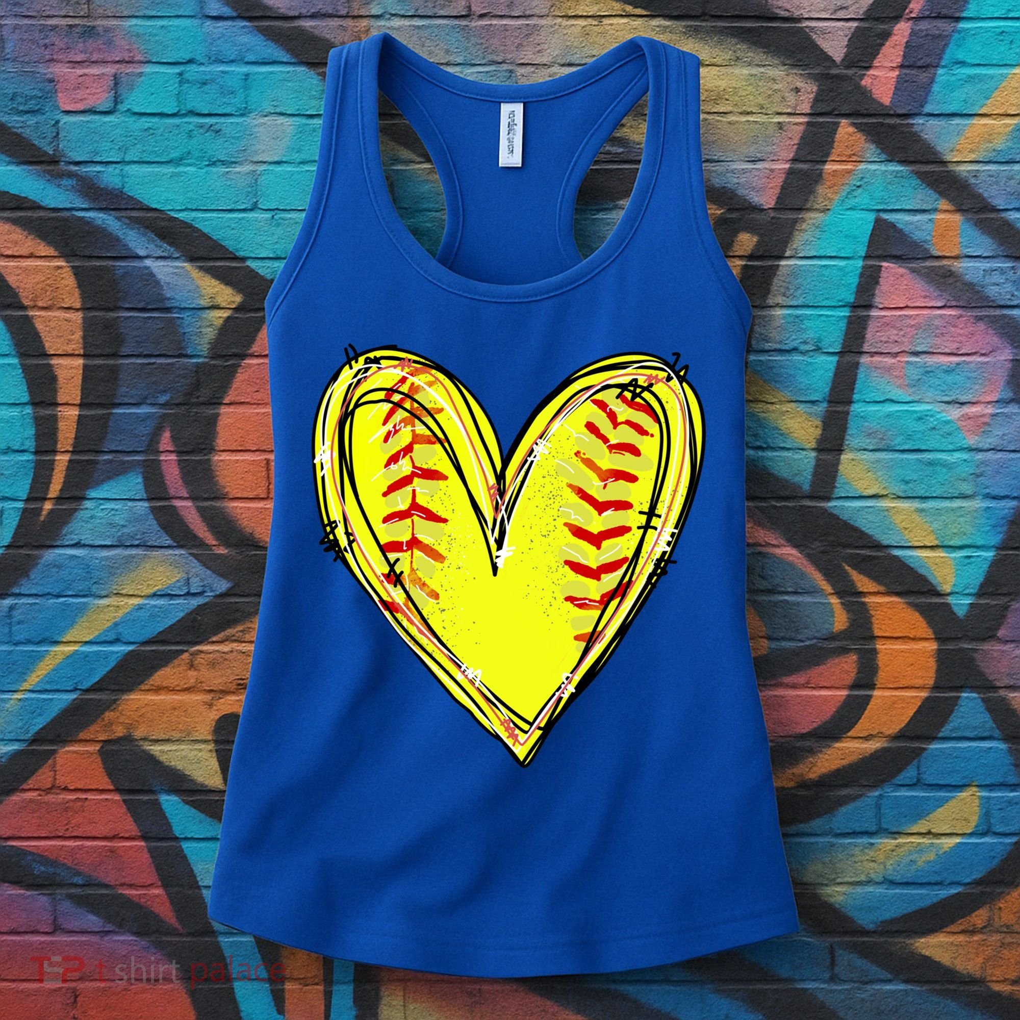 Softball Heart Softball Game Day Softball Mom Lovers Gift Women's Tank Top
