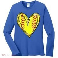 Softball Heart Softball Game Day Softball Mom Lovers Gift Women's Long Sleeve Shirt thumb 0