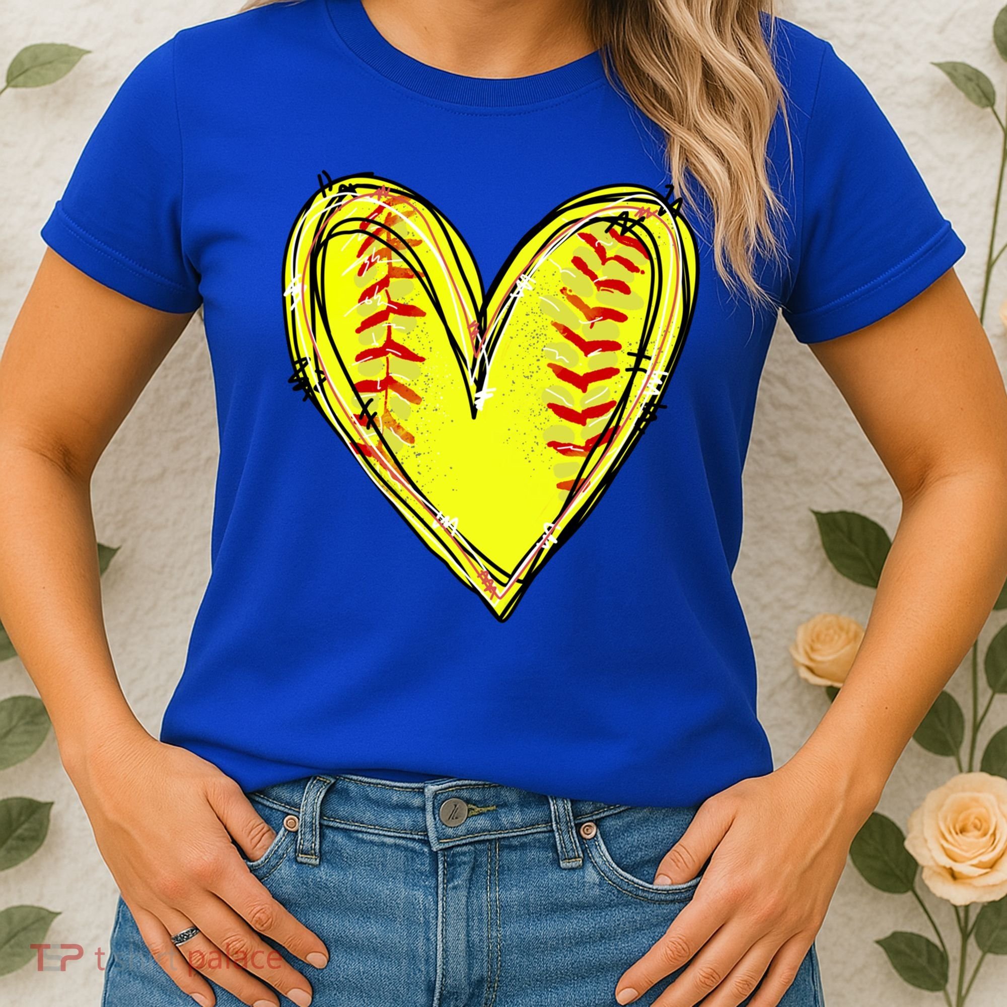 Softball Heart Softball Game Day Softball Mom Lovers Gift Women's T-Shirt