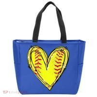 Softball Heart Softball Game Day Softball Mom Lovers Gift Tote Bag thumb 0