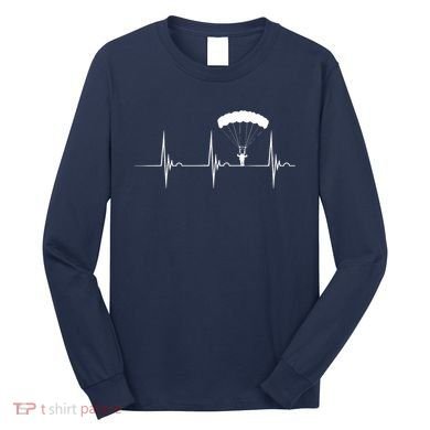 Skydiving Heartbeat Skydiver Skydive EKG Pulse Jump Long Sleeve Shirt