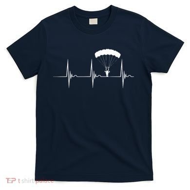 Skydiving Heartbeat Skydiver Skydive EKG Pulse Jump T-Shirt