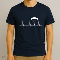 Skydiving Heartbeat Skydiver Skydive EKG Pulse Jump T-Shirt thumb 3