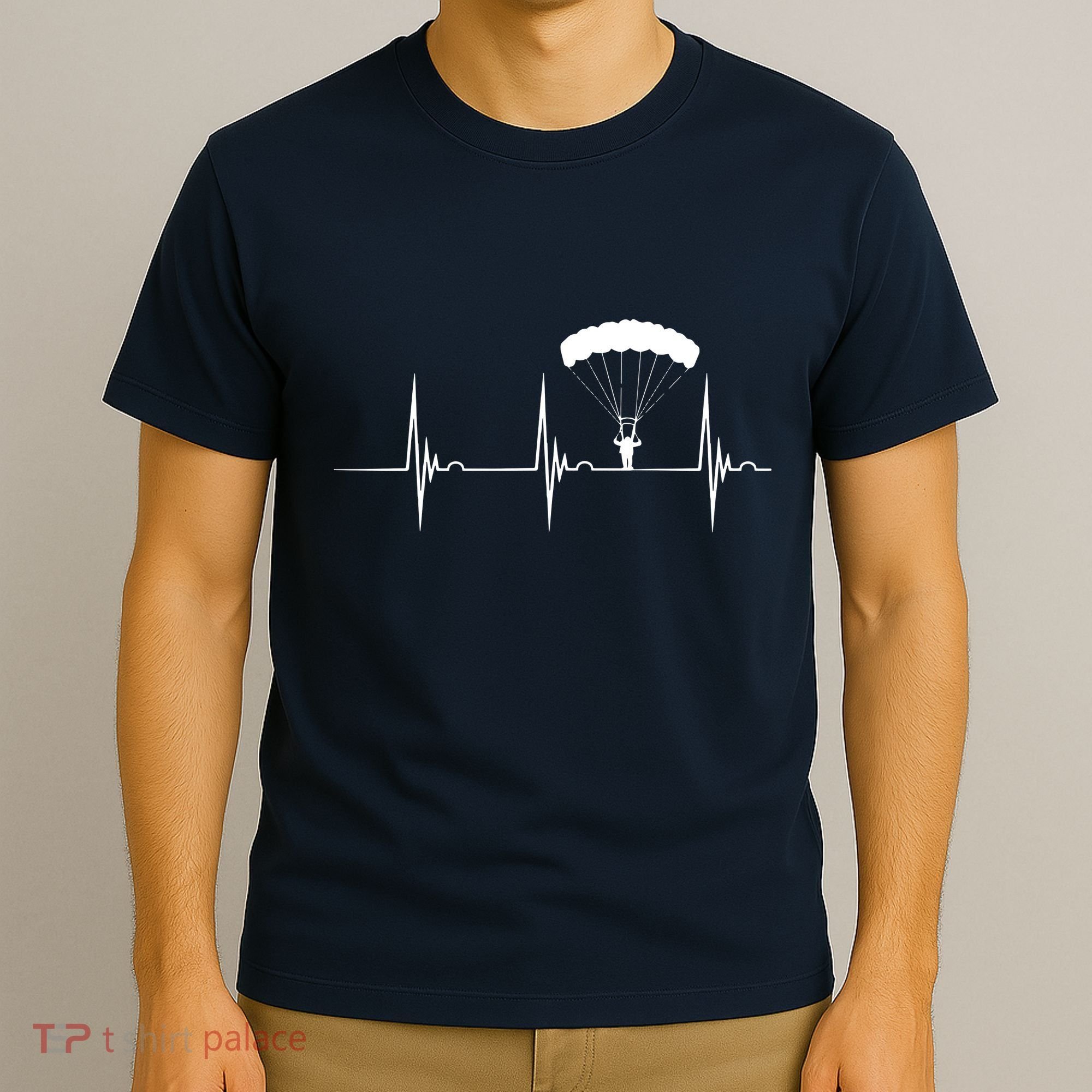 Skydiving Heartbeat Skydiver Skydive EKG Pulse Jump T-Shirt