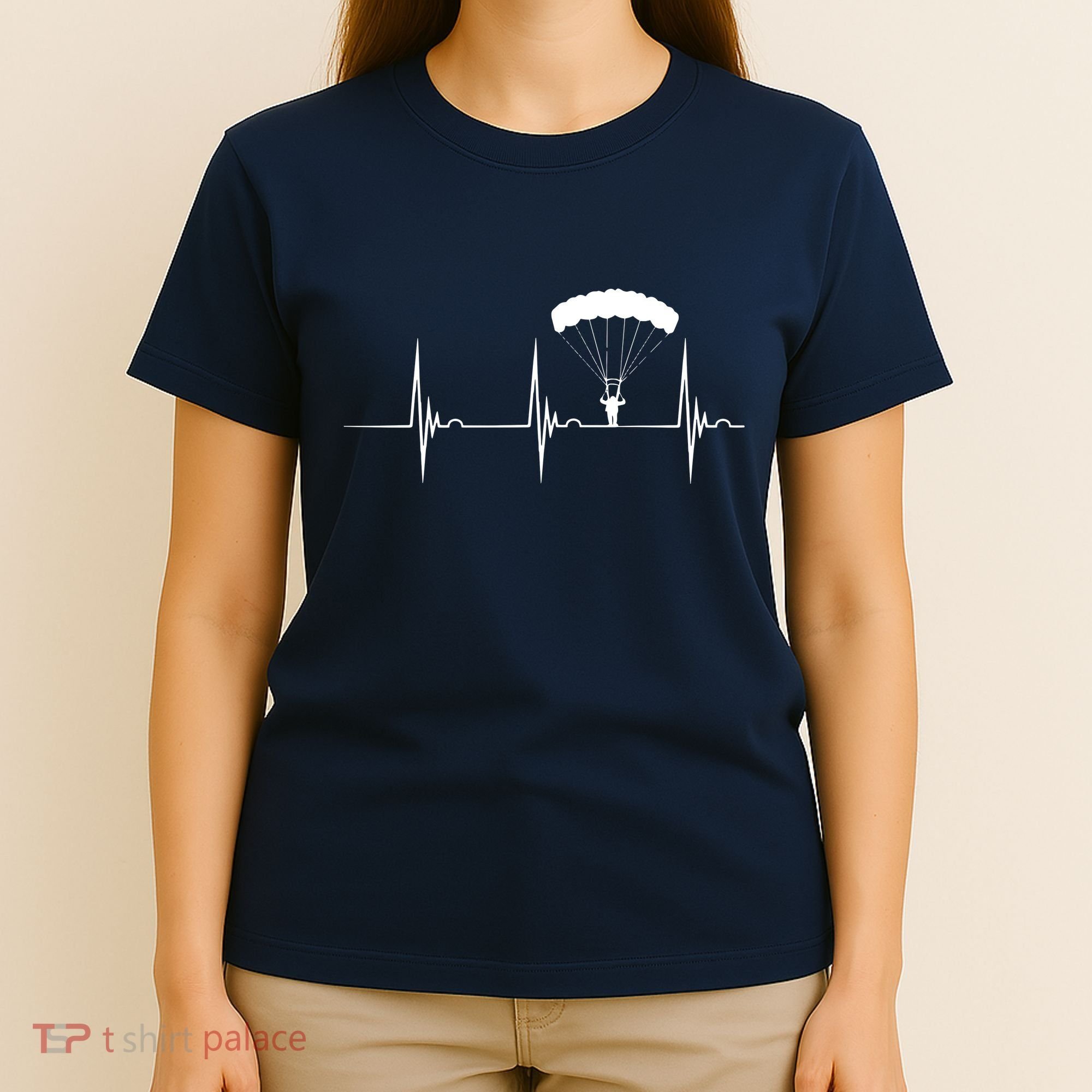 Skydiving Heartbeat Skydiver Skydive EKG Pulse Jump T-Shirt