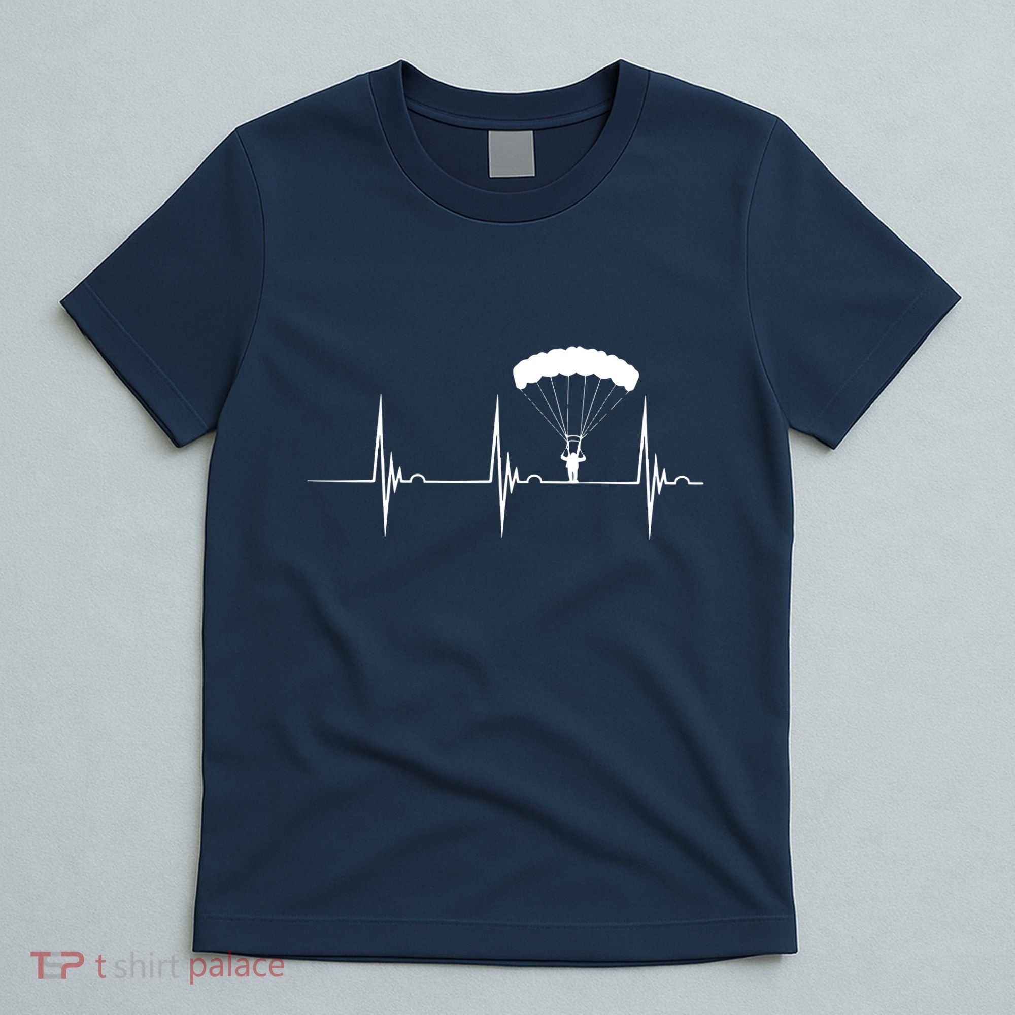 Skydiving Heartbeat Skydiver Skydive EKG Pulse Jump T-Shirt