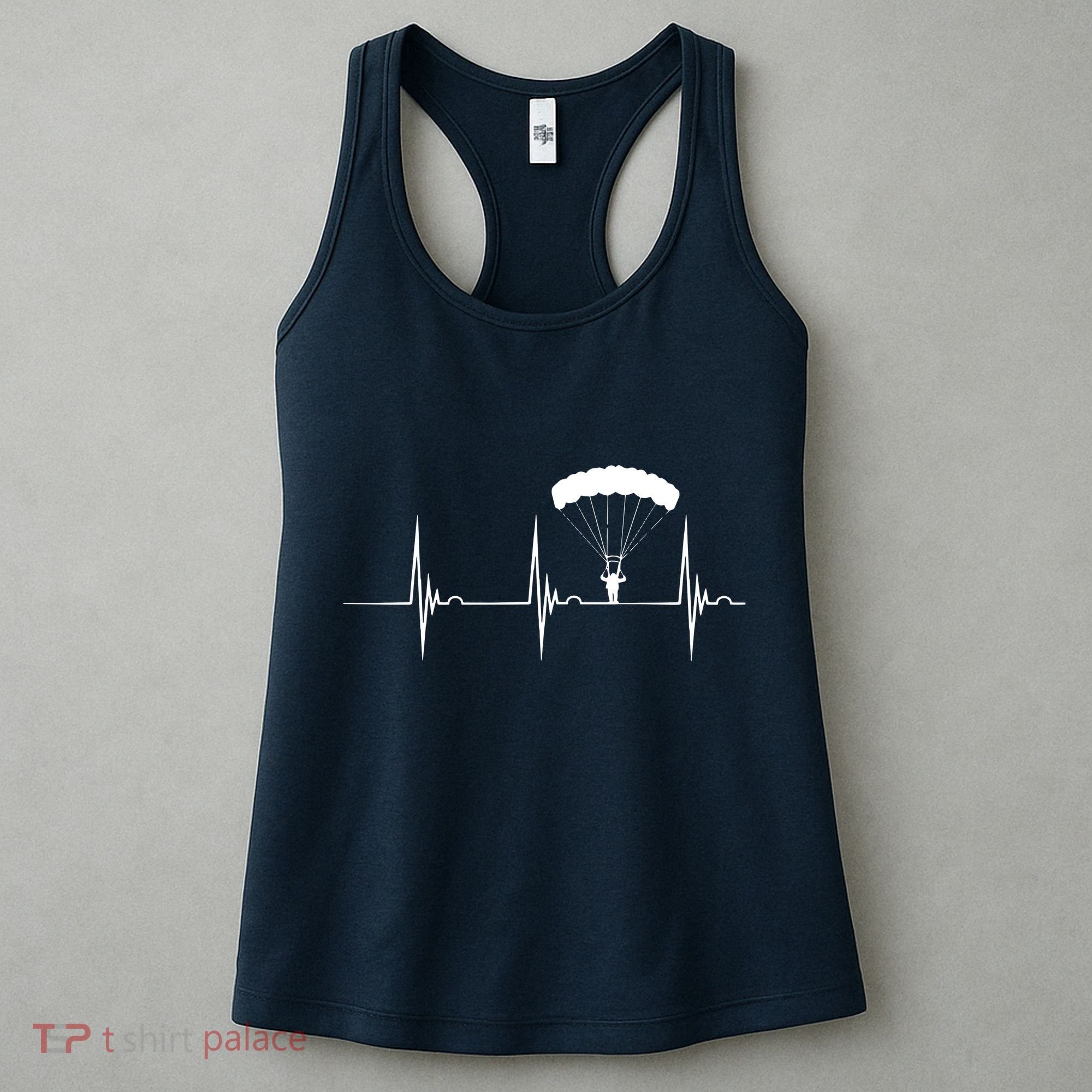 Skydiving Heartbeat Skydiver Skydive EKG Pulse Jump Women's Tank Top