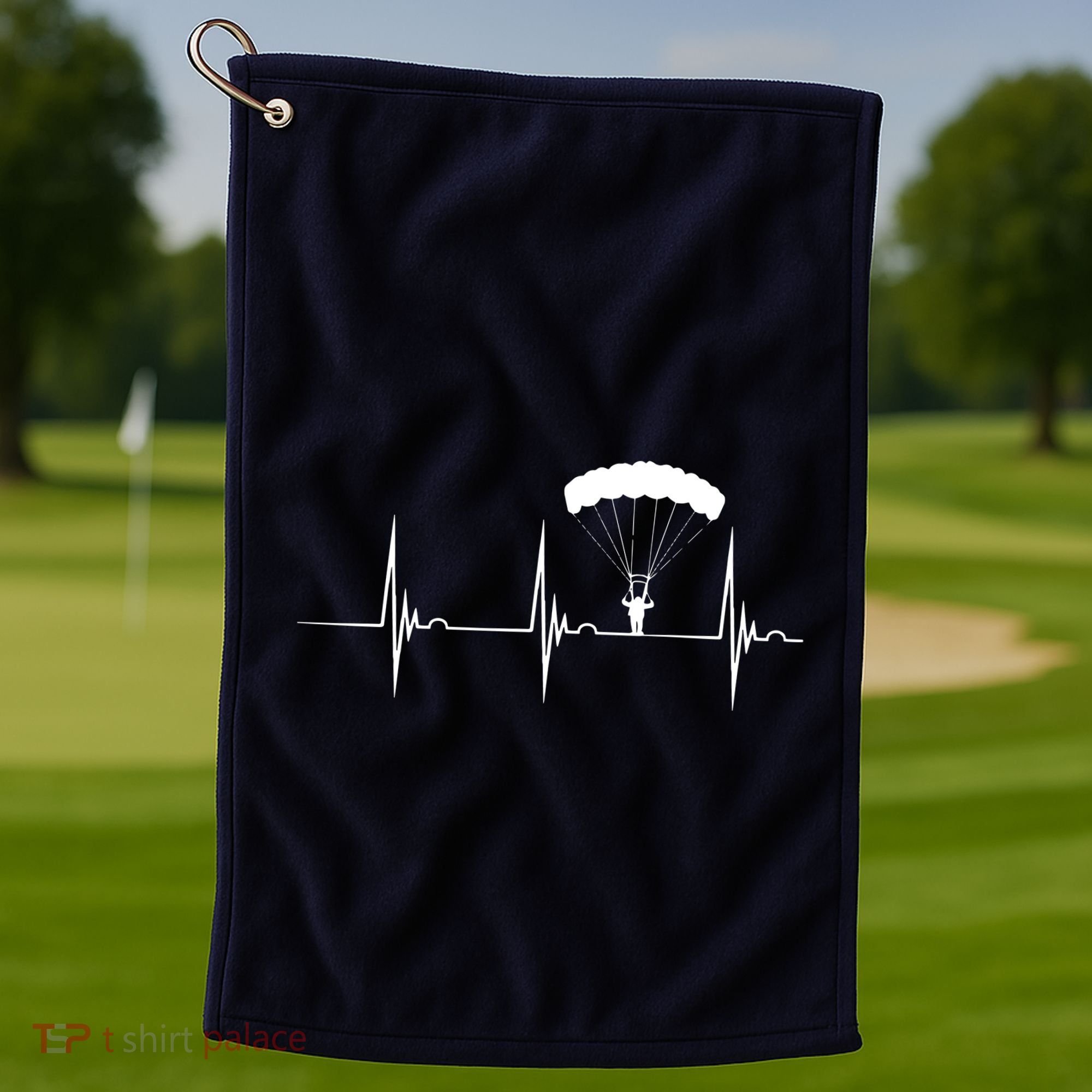 Skydiving Heartbeat Skydiver Skydive EKG Pulse Jump Golf Towel