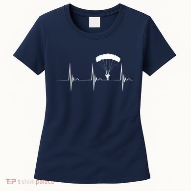 Skydiving Heartbeat Skydiver Skydive EKG Pulse Jump Women's T-Shirt