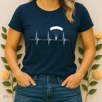 Skydiving Heartbeat Skydiver Skydive EKG Pulse Jump Women's T-Shirt thumb 2