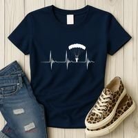 Skydiving Heartbeat Skydiver Skydive EKG Pulse Jump Women's T-Shirt thumb 3