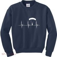 Skydiving Heartbeat Skydiver Skydive EKG Pulse Jump Kids Sweatshirt thumb 0