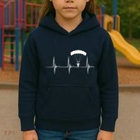 Skydiving Heartbeat Skydiver Skydive EKG Pulse Jump Kids Hoodie thumb 3