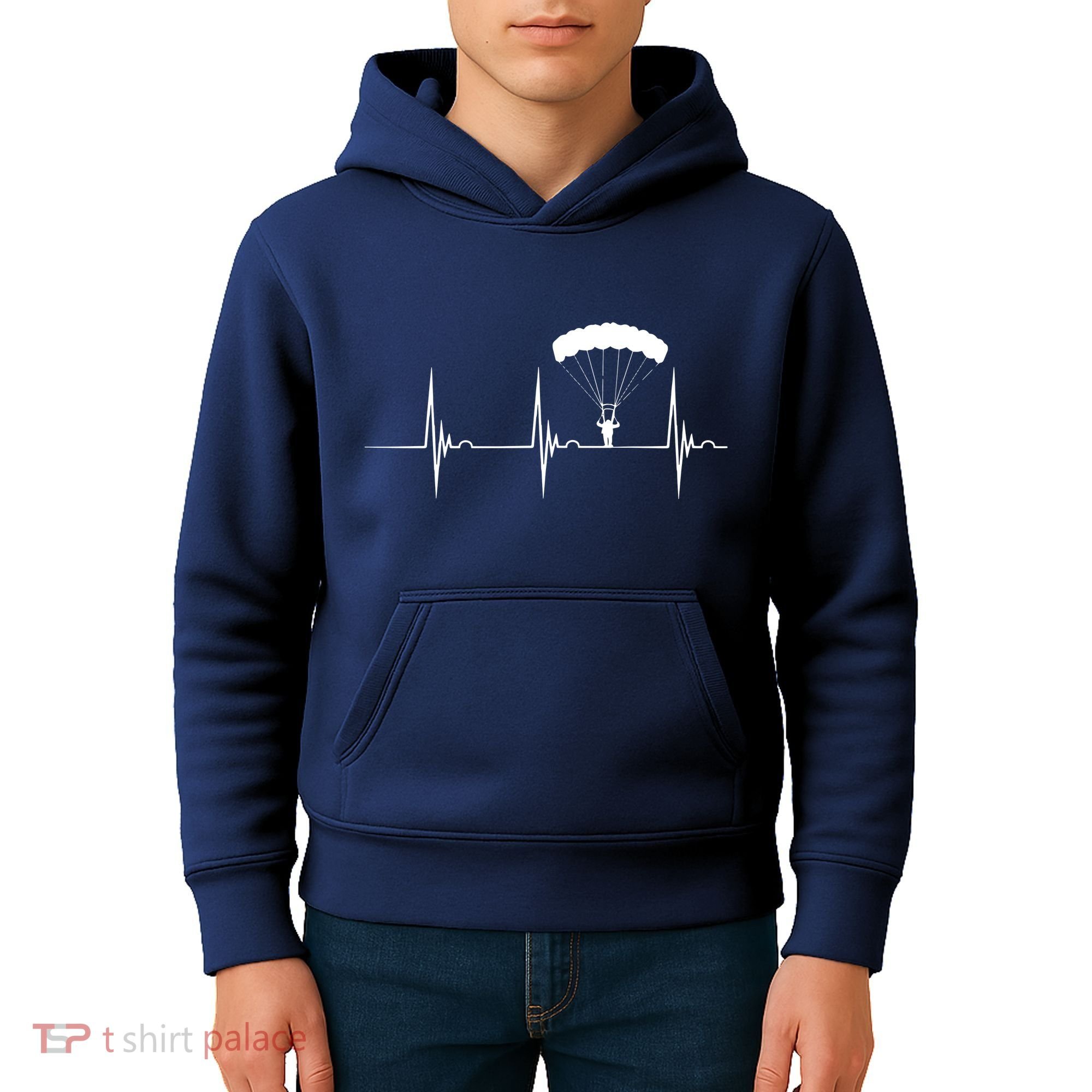 Skydiving Heartbeat Skydiver Skydive EKG Pulse Jump Kids Hoodie