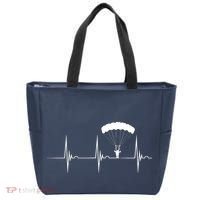 Skydiving Heartbeat Skydiver Skydive EKG Pulse Jump Tote Bag thumb 0