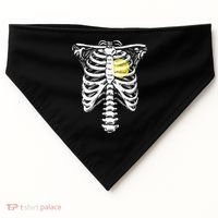 Softball Heart Skeleton Rib Cage Halloween Love Softball USA-Made Doggie Bandana thumb 0