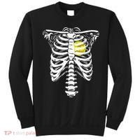 Softball Heart Skeleton Rib Cage Halloween Love Softball Sweatshirt thumb 0