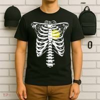 Softball Heart Skeleton Rib Cage Halloween Love Softball T-Shirt thumb 6