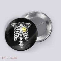 Softball Heart Skeleton Rib Cage Halloween Love Softball Button thumb 0