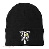 Softball Heart Skeleton Rib Cage Halloween Love Softball Beanie thumb 0
