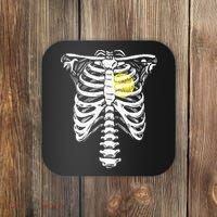 Softball Heart Skeleton Rib Cage Halloween Love Softball Coaster thumb 0