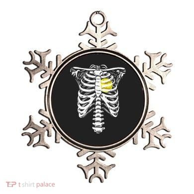 Softball Heart Skeleton Rib Cage Halloween Love Softball Ornament