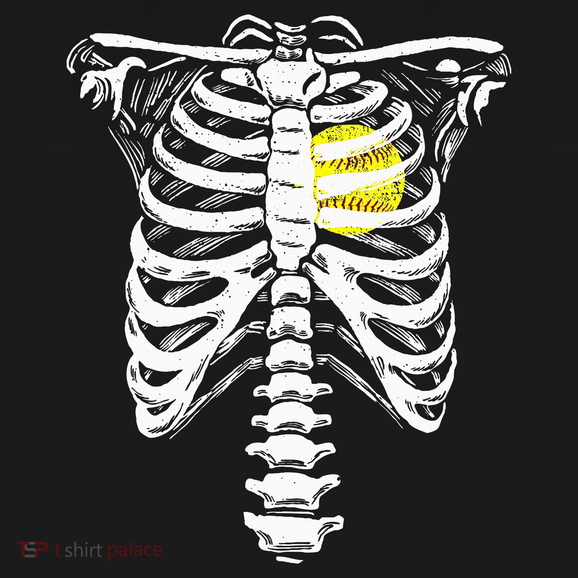 Softball Heart Skeleton Rib Cage Halloween Love Softball Women's Tank Top