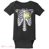 Softball Heart Skeleton Rib Cage Halloween Love Softball Baby Bodysuit thumb 0
