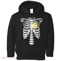 Softball Heart Skeleton Rib Cage Halloween Love Softball Toddler Hoodie thumb 0