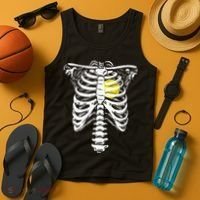 Softball Heart Skeleton Rib Cage Halloween Love Softball Tank Top thumb 4