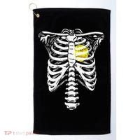 Softball Heart Skeleton Rib Cage Halloween Love Softball Golf Towel thumb 0