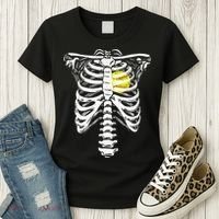 Softball Heart Skeleton Rib Cage Halloween Love Softball Women's T-Shirt thumb 3