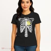 Softball Heart Skeleton Rib Cage Halloween Love Softball Women's T-Shirt thumb 4
