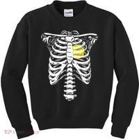 Softball Heart Skeleton Rib Cage Halloween Love Softball Kids Sweatshirt thumb 0