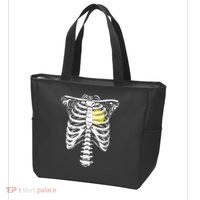 Softball Heart Skeleton Rib Cage Halloween Love Softball Tote Bag thumb 3