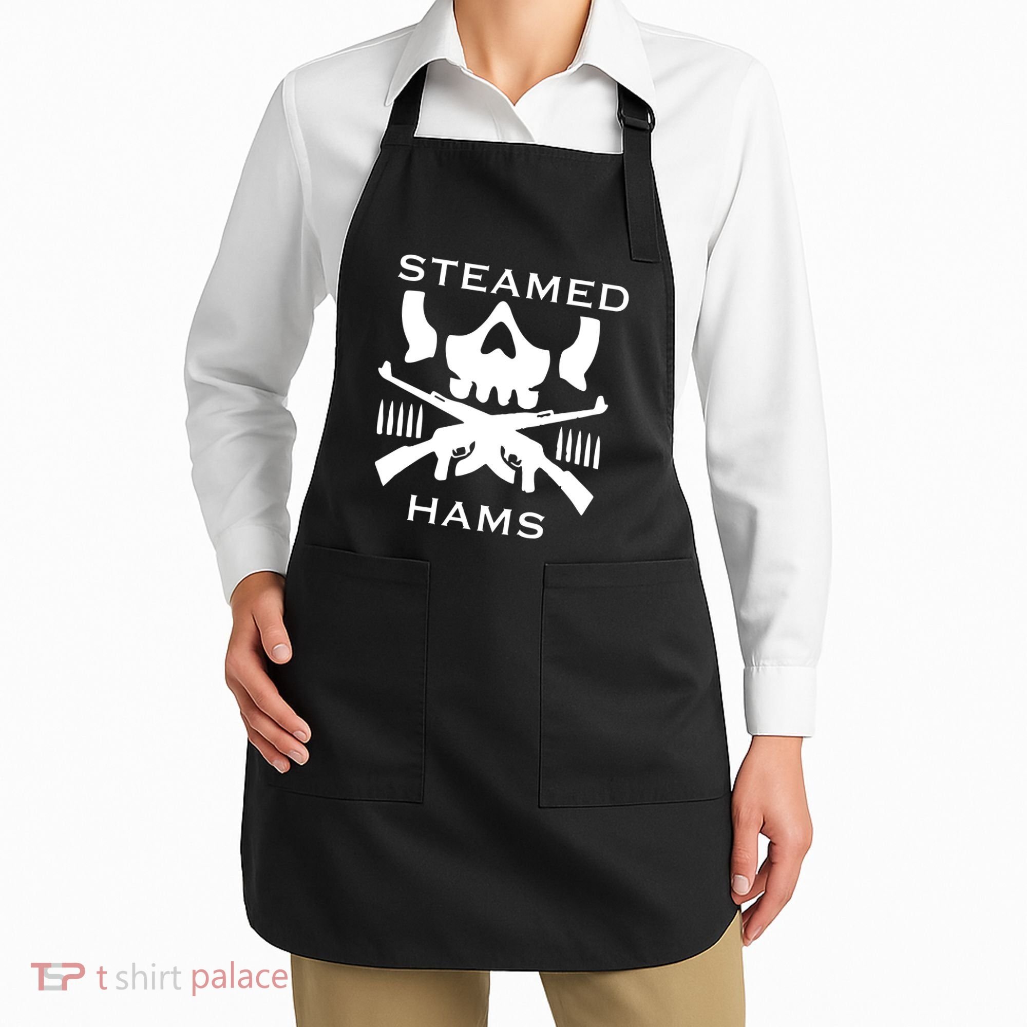 Steamed Hams Skull Guns Apron