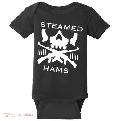 Steamed Hams Skull Guns Baby Bodysuit
