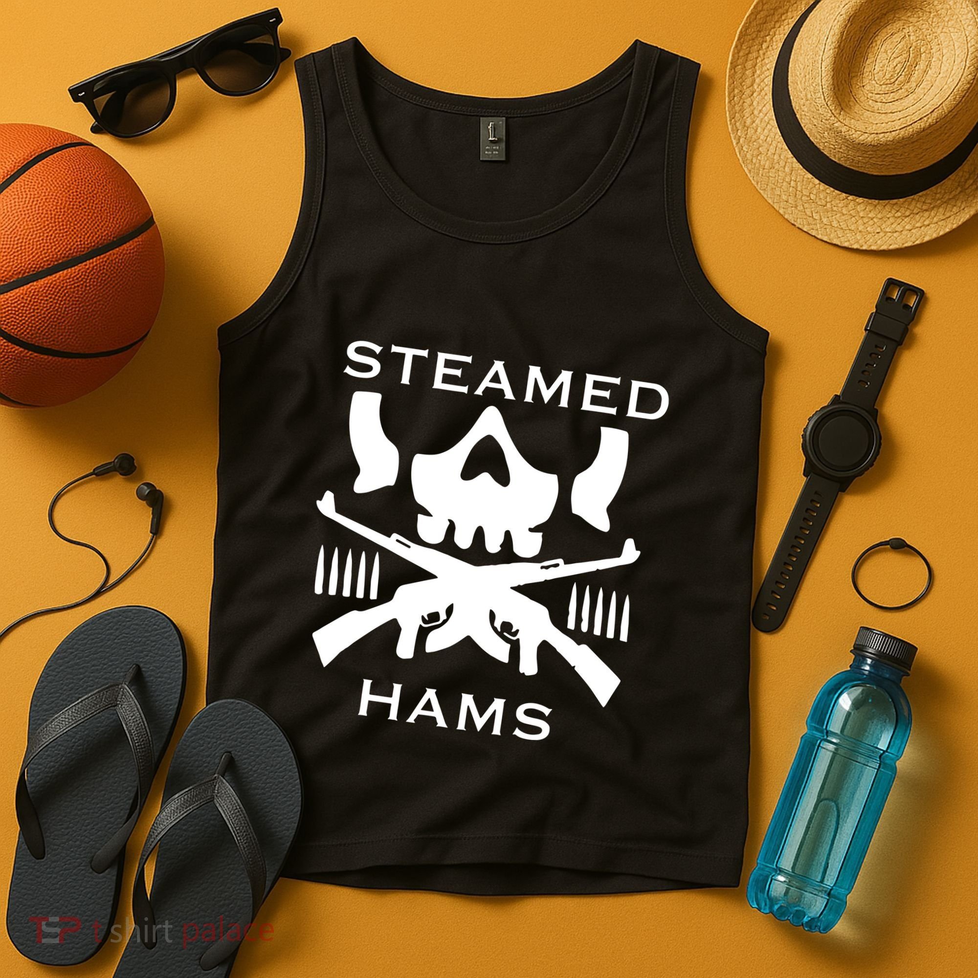 Steamed Hams Skull Guns Tank Top