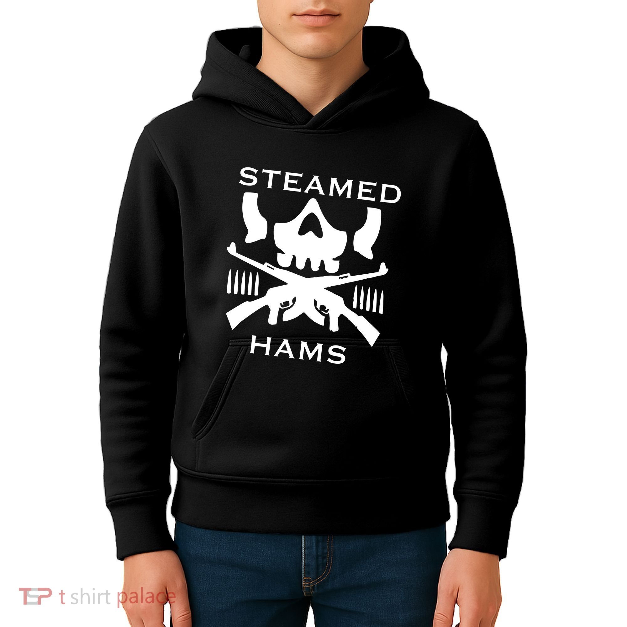 Steamed Hams Skull Guns Kids Hoodie